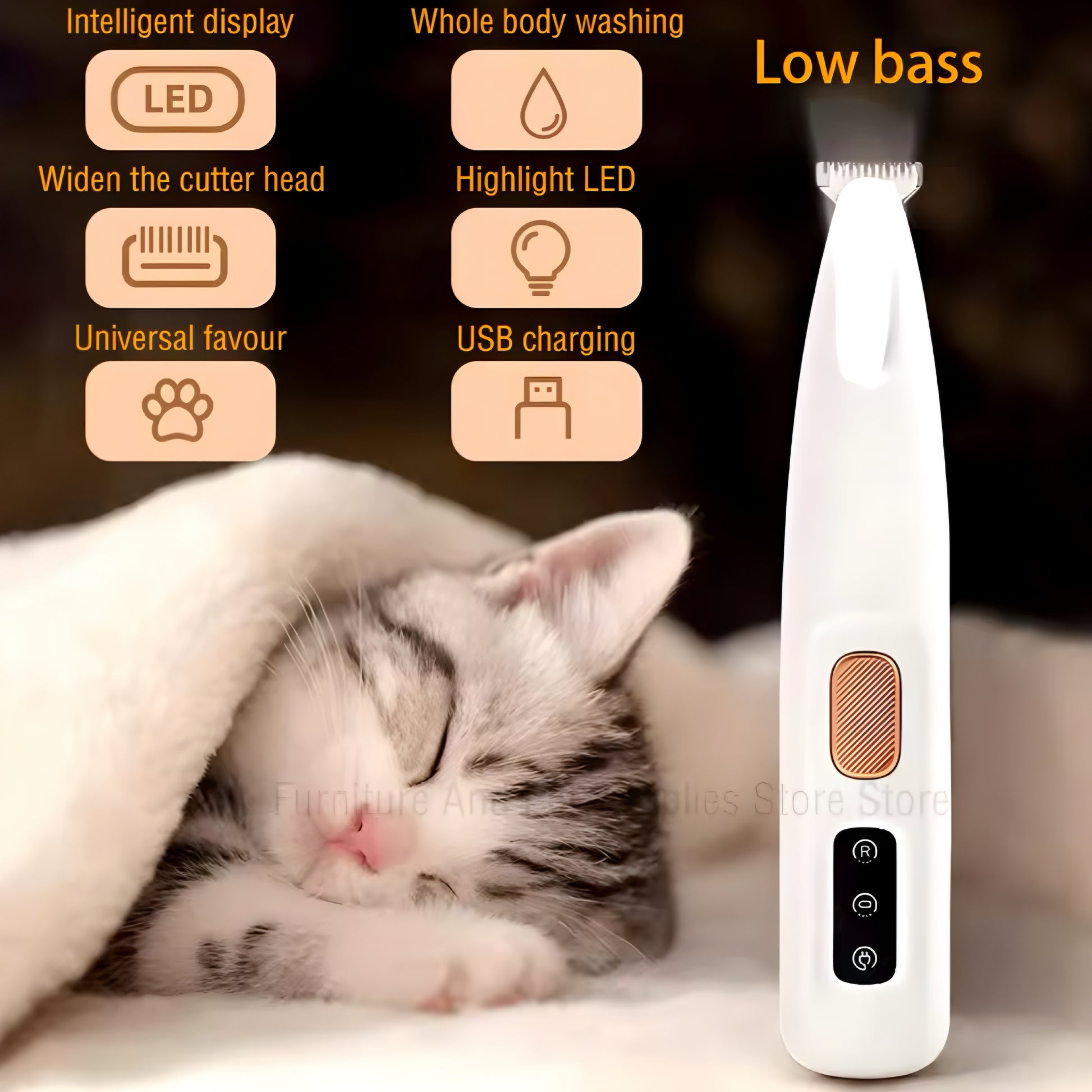 Recortador USB con Luz LED para Patas de Mascotas