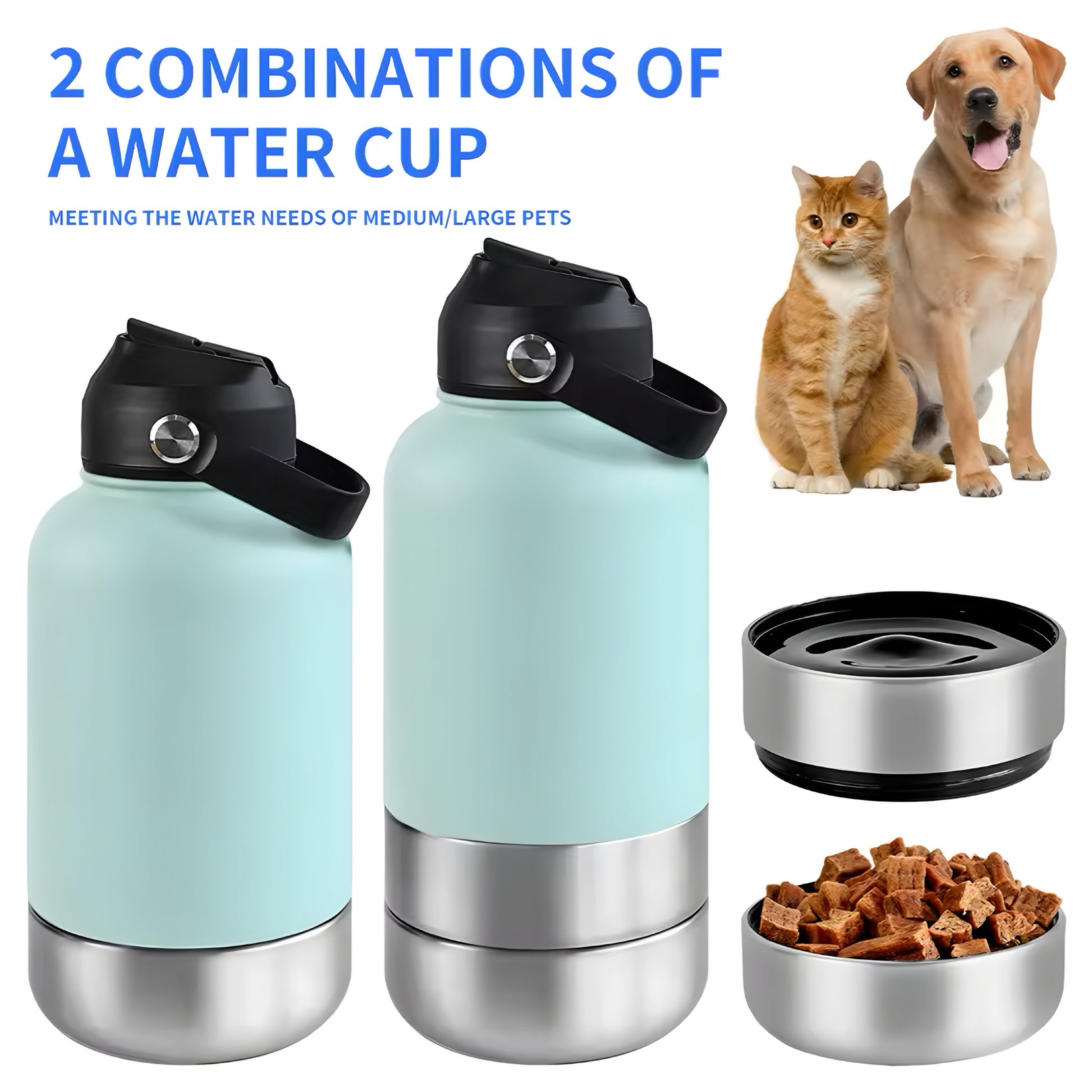 Botella 3 en 1 para Perros – Agua Fresca y Comida Siempre a Mano